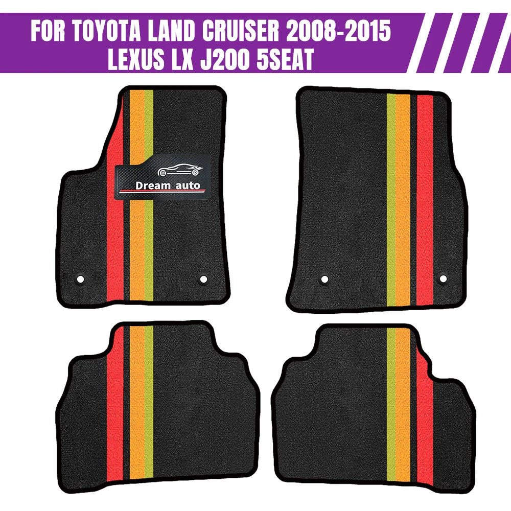Car Mats With Buttons Waterproof Non-Slip Car-Specific Mats For Toyota Land Cruiser 2008–2015 Floor Mats Full Set