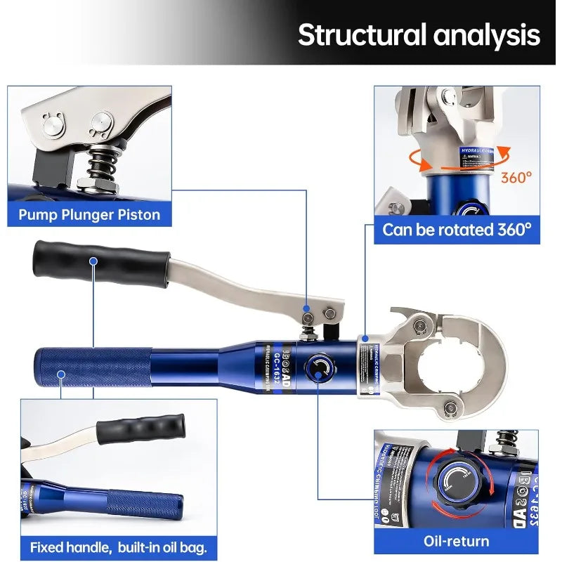 IBOSAD Copper Tube Fittings Hydraulic Pipe Crimping Tool With 1/2",3/4" And 1" Jaw Copper Pipe Press Crimper Pressing Pliers, Wi