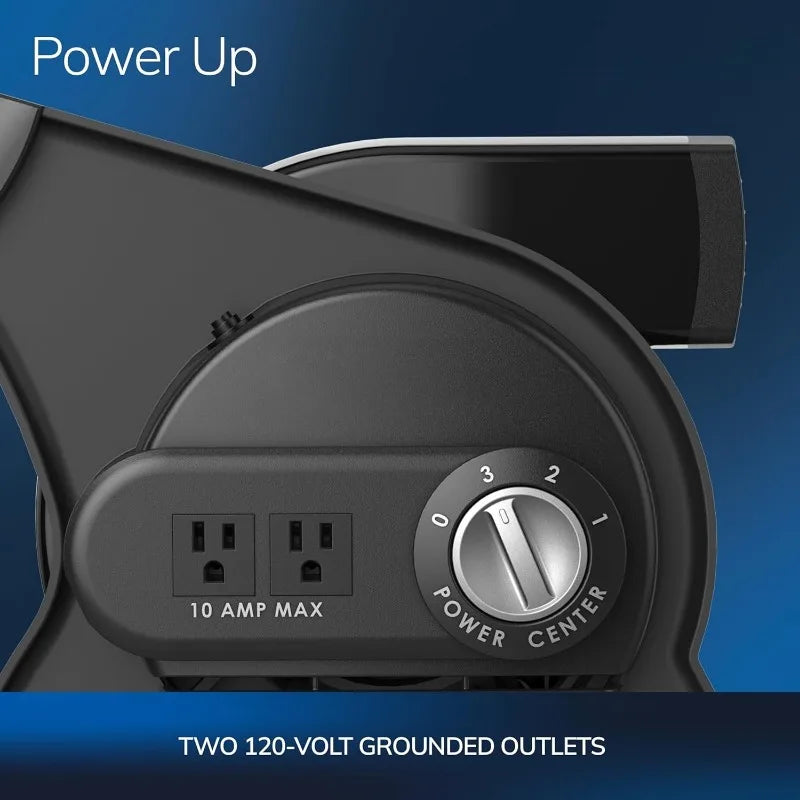 Portable Utility Fan, 12” 289 CFM Pivoting High Velocity Air Mover Blower Fan, 3 Speeds, 2 Accessory Outlets 120V, Black