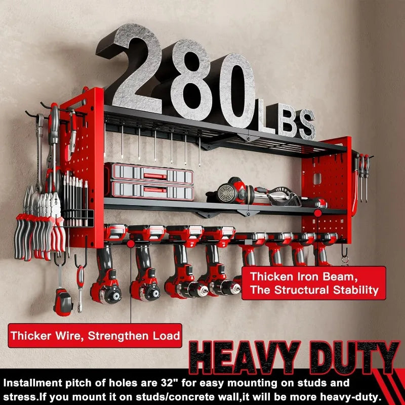 Power Tool Organizer Wall Mount,Cordless Drill Hanger Storage Rack 8 Drill Holder,3 Layers Heavy Duty Power Tool Storage Rackr