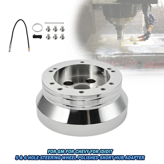 A01-56F-P 5 & 6 Hole Billet Steering Wheel Polished Short Hub Adapter Modification For Ididit For Chevrolet for GM for Chevy