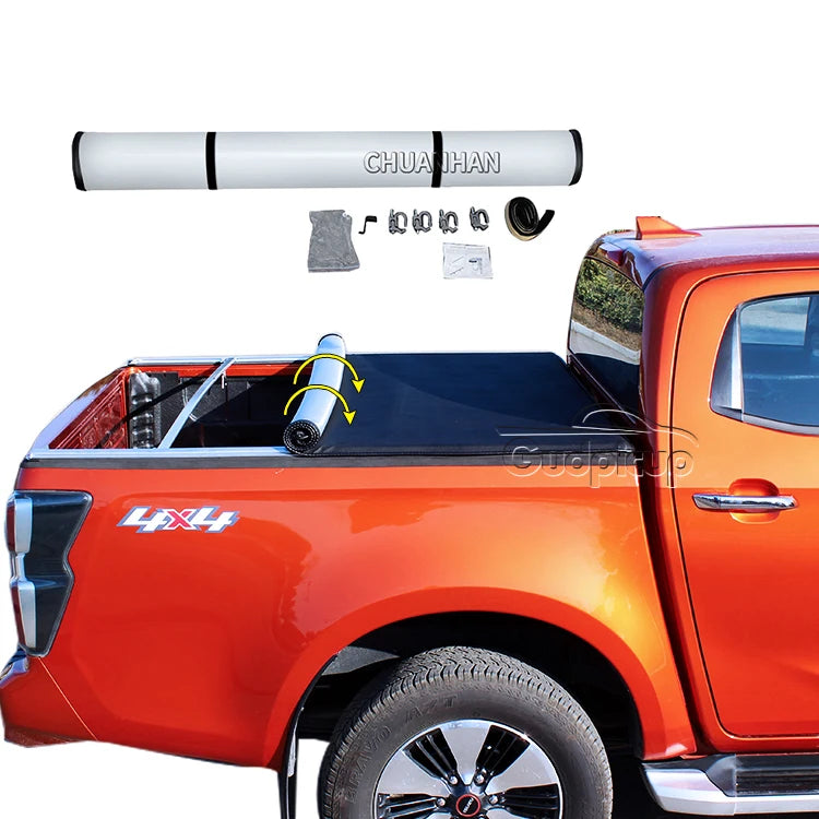 Retractable Rolling up Tonneau Cover Soft Truck Bed Cover for Mazda BT50 MAXUS T60 T70 Colorado Chevy Low Profile Roll Design