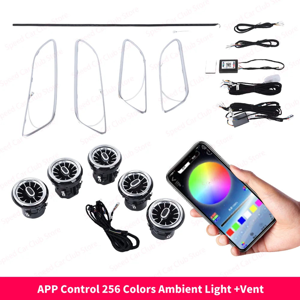 12/256 Colour LED Ambient Lights For Mercedes-Benz A/CLA/GLA W176 W117 W156 A45 CLA45 Car Air Vents Turbine Nozzle Upgrade
