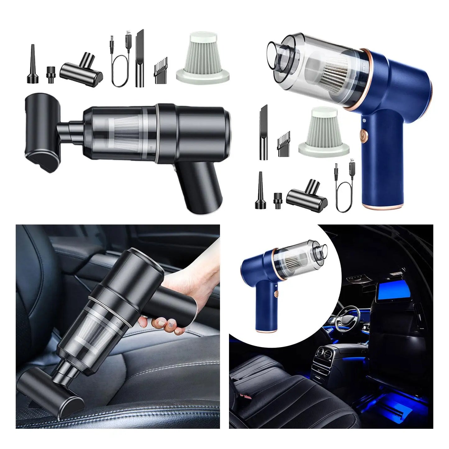 Handheld Car Vacuum Cleaner Cordless Dust Collector 7x6inch 8000PA Suction Power for Cleaning Desks, Keyboards, Bookshelves