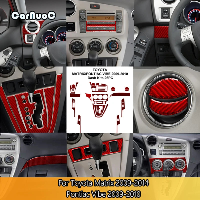 Carbon Fiber Interior Red Stickers For Toyota Matrix 2009 2010 2011 2012 2013 2014 Pontiac Vibe 2009 2010 Interior Accessories