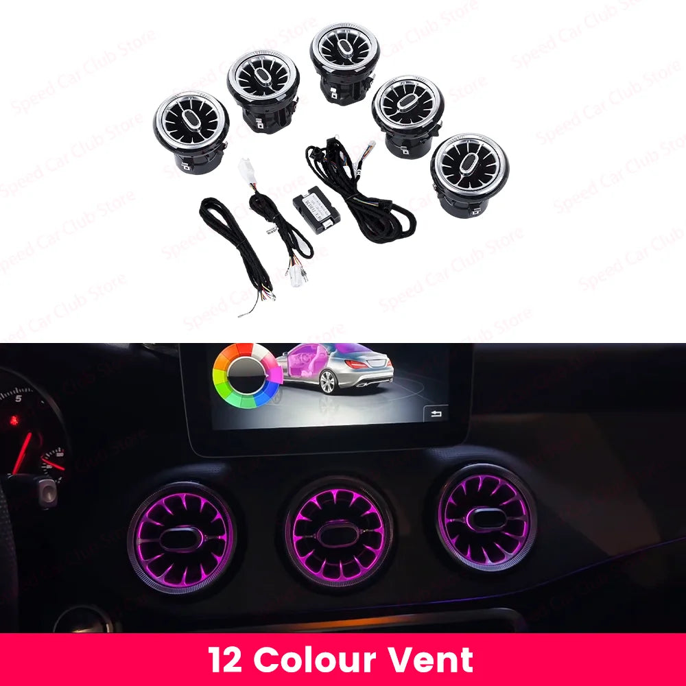 12/256 Colour LED Ambient Lights For Mercedes-Benz A/CLA/GLA W176 W117 W156 A45 CLA45 Car Air Vents Turbine Nozzle Upgrade