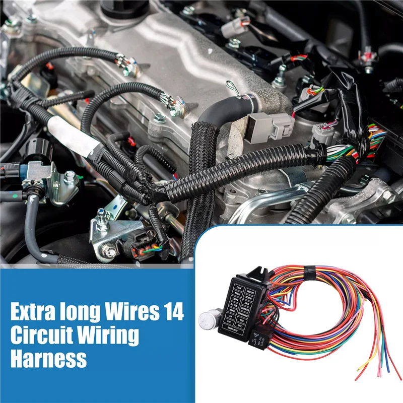 Practical 14 Circuit Wiring Harness Kit Car Modification Circuit For Chevy Ford Chrysler Mopar Muscle Car Electrical Wire Harnes