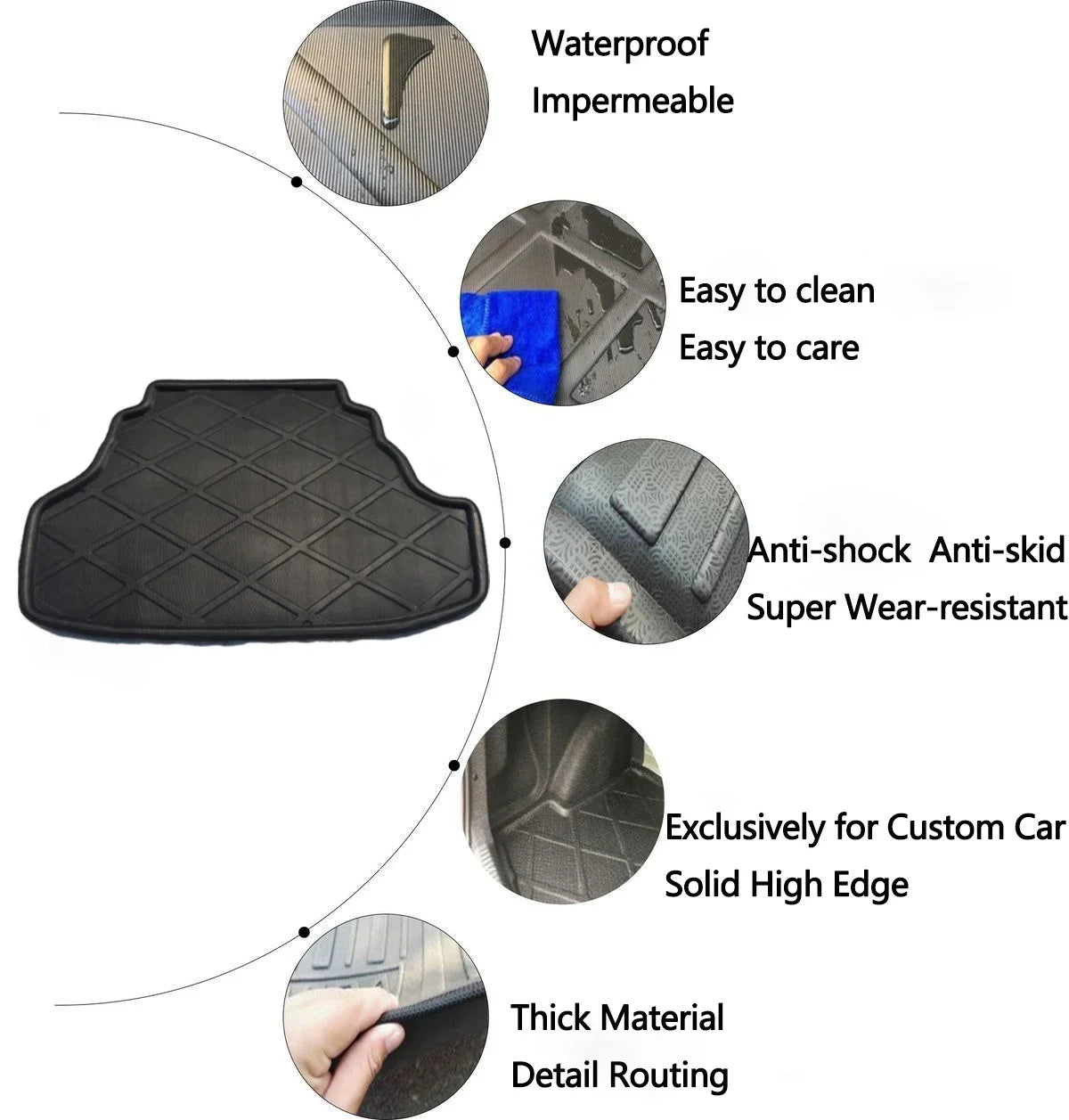 Car Trunk Mat for Lexus ES 350 ES350 Accsesories 2007~2013 2008 Waterproof Anti-slip Pad Cargo Boot Liner Tray Protective Carpet