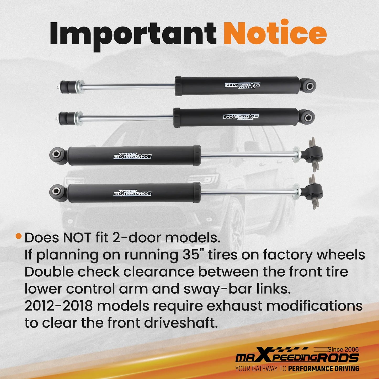 3.25" Lift Kit W/ Shocks For Jeep Wrangler JK 4-Door 2007-2018 2WD/4WD