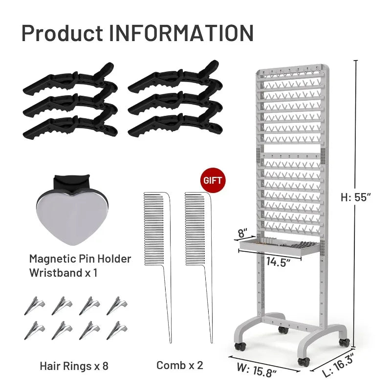 2-sided 280 Pegs Braiding Rack, Adjustable Hair Racks With Tray And 17 Braiding Tools, Braid Rack For Braiders, Hair Separator