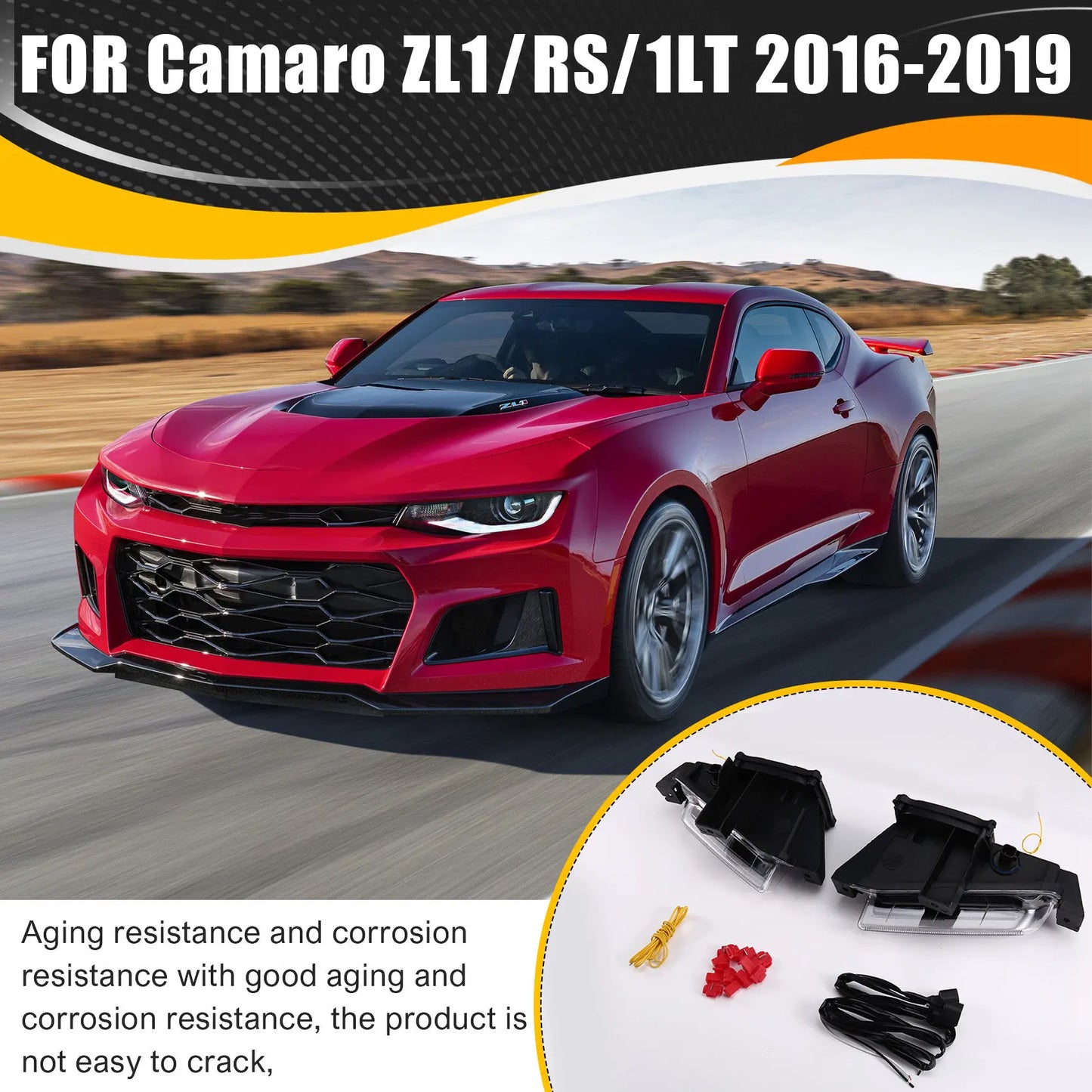 A58X-For Chevy Camaro ZL1 RS 1LT Fog Light White Daytime Running Light Yellow Turn Signal 2016 2017 2018 2019