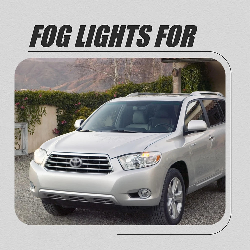 Front Bumper Fog Lamp Upgrade Kit For FOR Toyota Highlander 2008 2009 2010 2011 Version Additional Foglight Set Switch + Wiring