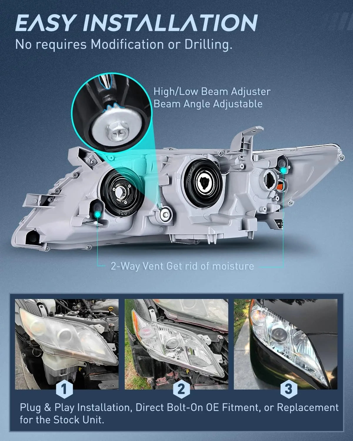 For Toyota Camry 2007 2008 2009 Front Bumper Head Light Headlamp Driving Headlight Turn Signal Light 81170-33700 81130-33700