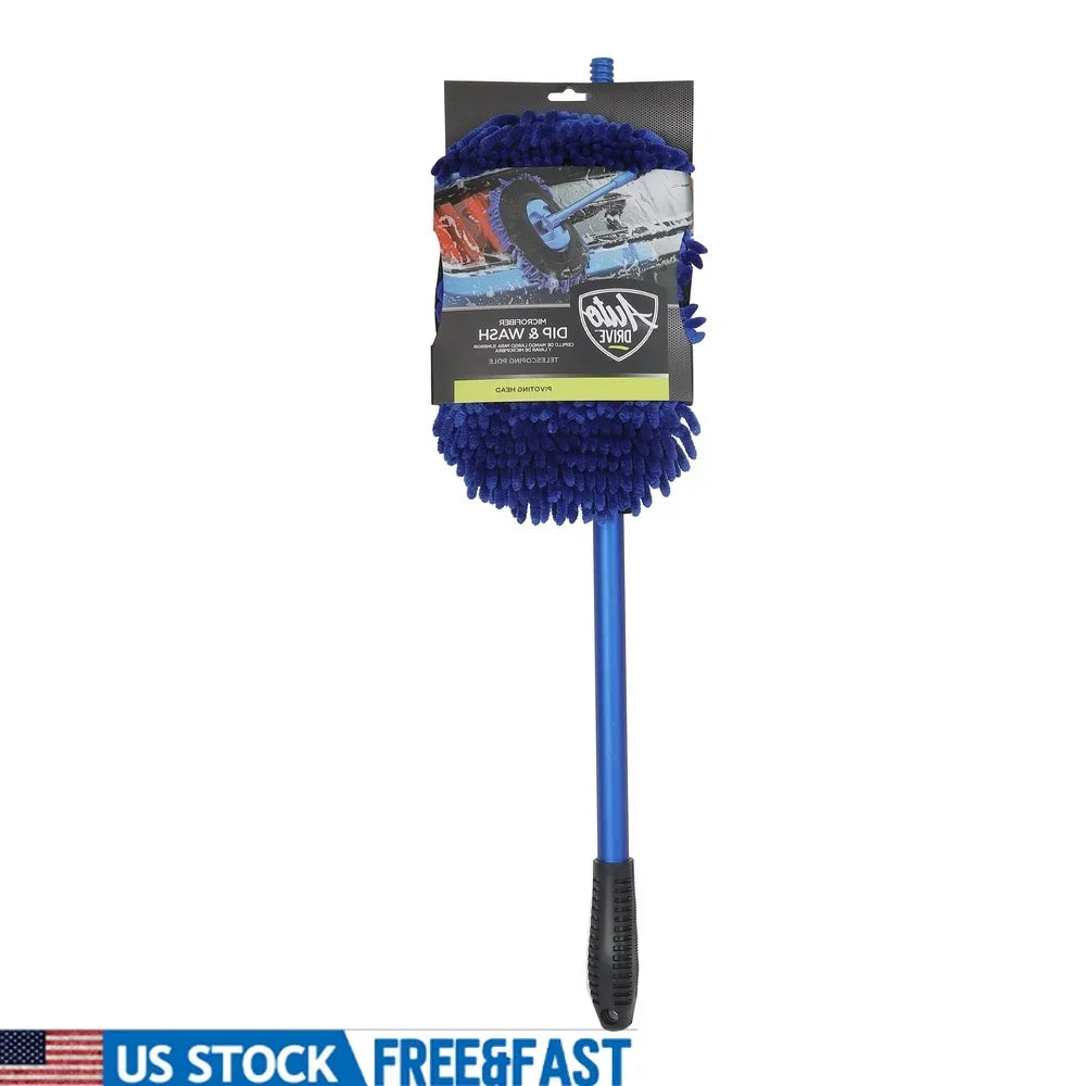 Microfiber Mop Telescopic Handle Chenille Cover Lightweight Ergonomic Wet Dry Cleaning Brush Home Office Car Truck RV