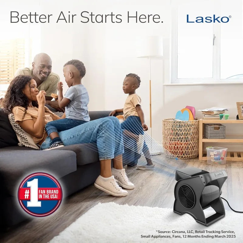 Portable Utility Fan, 12” 289 CFM Pivoting High Velocity Air Mover Blower Fan, 3 Speeds, 2 Accessory Outlets 120V, Black