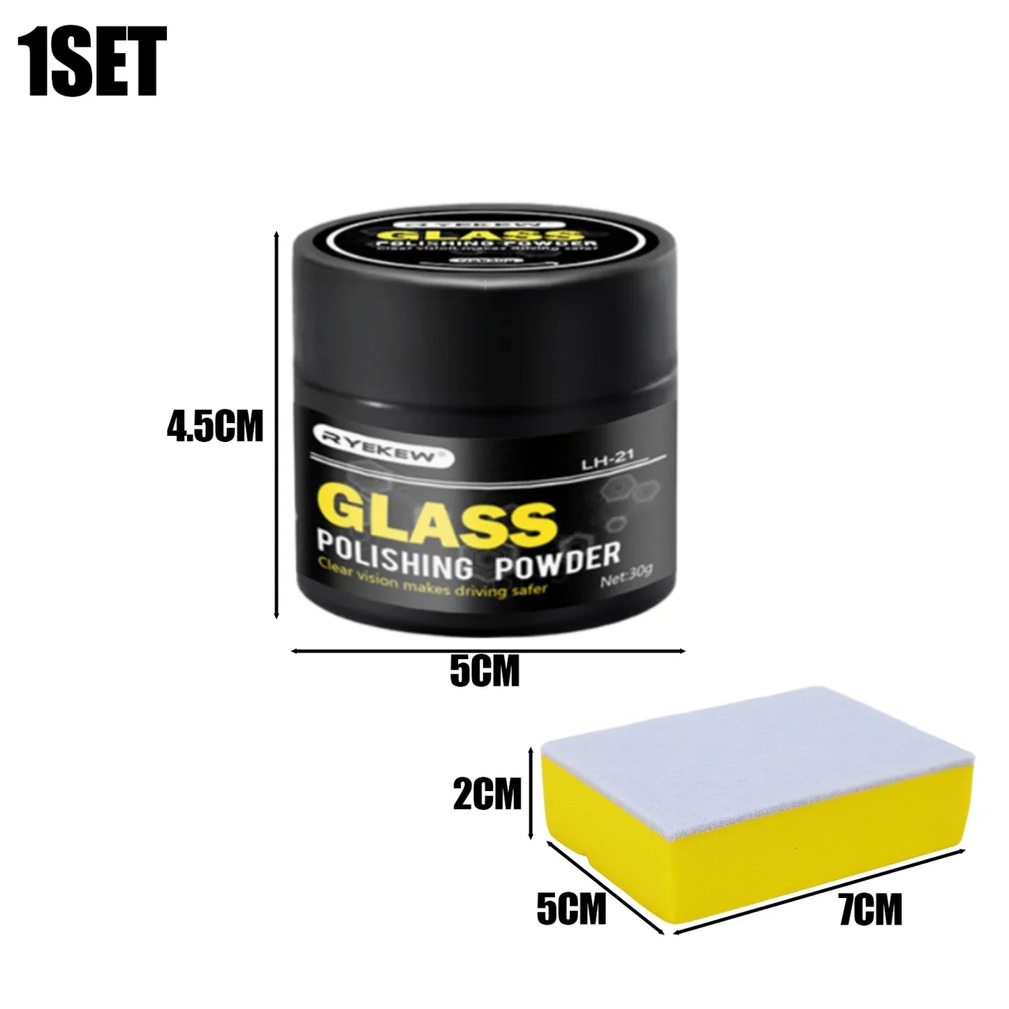 30g Car Glass Oil Film Cleaning Powder Set Cerium Oxide Polishing Powder Windscreen Scratches Remover Auto Cosmetic Accessories