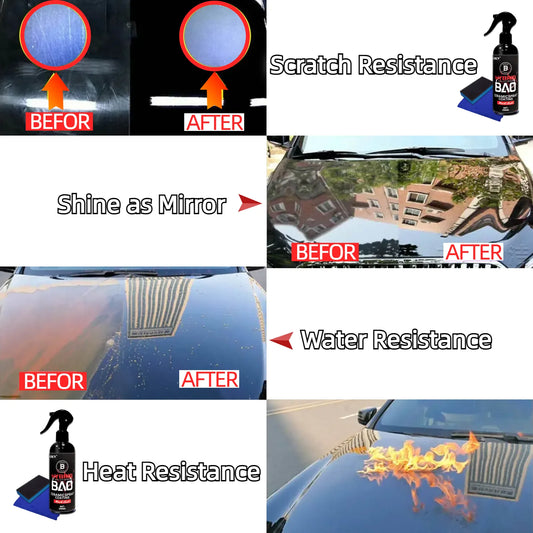 Ceramic Coating Top Coat for Cars Quick Car Wax Polish Spray Waterless Wash & Wax Hydrophobic Polish & Polymer Paint Sealant
