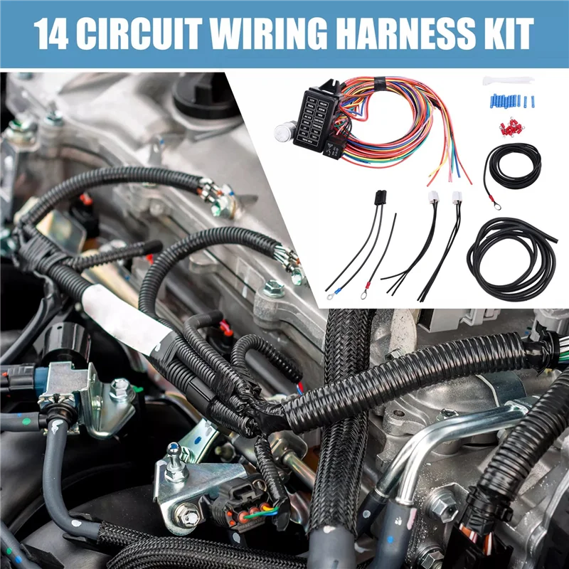 Practical 14 Circuit Wiring Harness Kit Car Modification Circuit For Chevy Ford Chrysler Mopar Muscle Car Electrical Wire Harnes