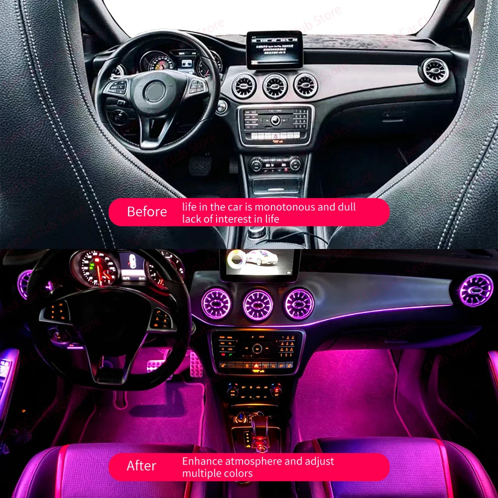 12/256 Colour LED Ambient Lights For Mercedes-Benz A/CLA/GLA W176 W117 W156 A45 CLA45 Car Air Vents Turbine Nozzle Upgrade