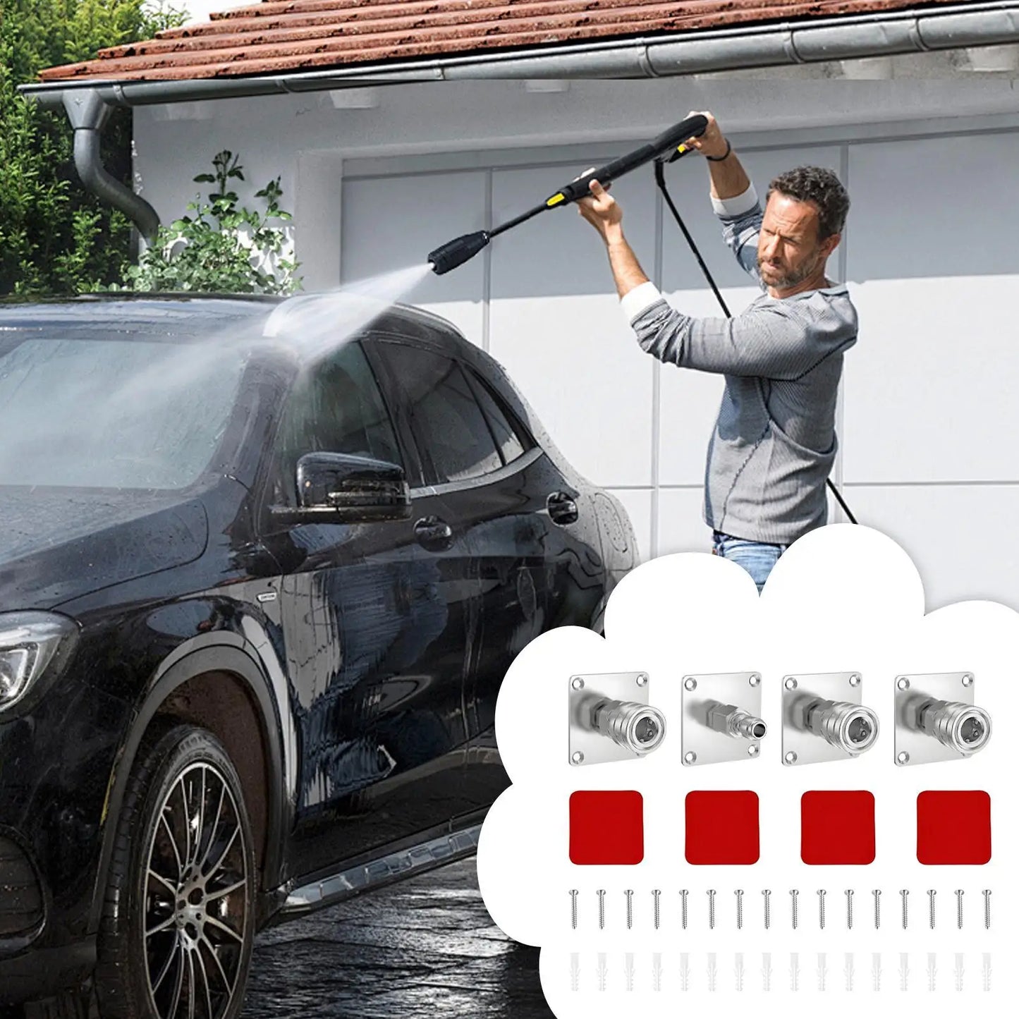 Pressure Washer Wand Holder Quick Connect Foam Cannon Rack Wall Mounted Pressure Washer Bracket For Home Garage Car Wash Station