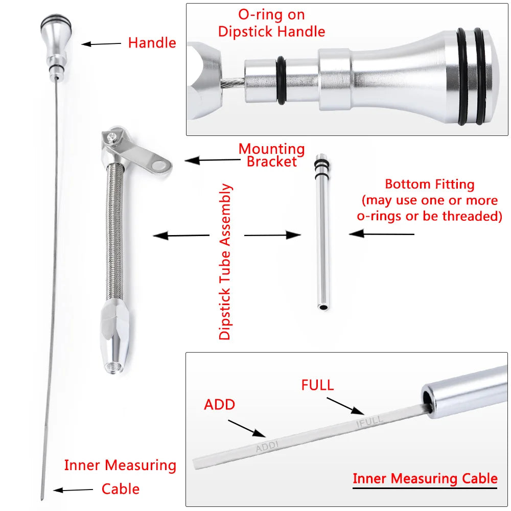 VR Engine Oil Dipstick Tube 80s later For Chevy SBC 267/305/350/400 4.4/5.7/6.6L Flexible Passenger Side  VR-GJ006