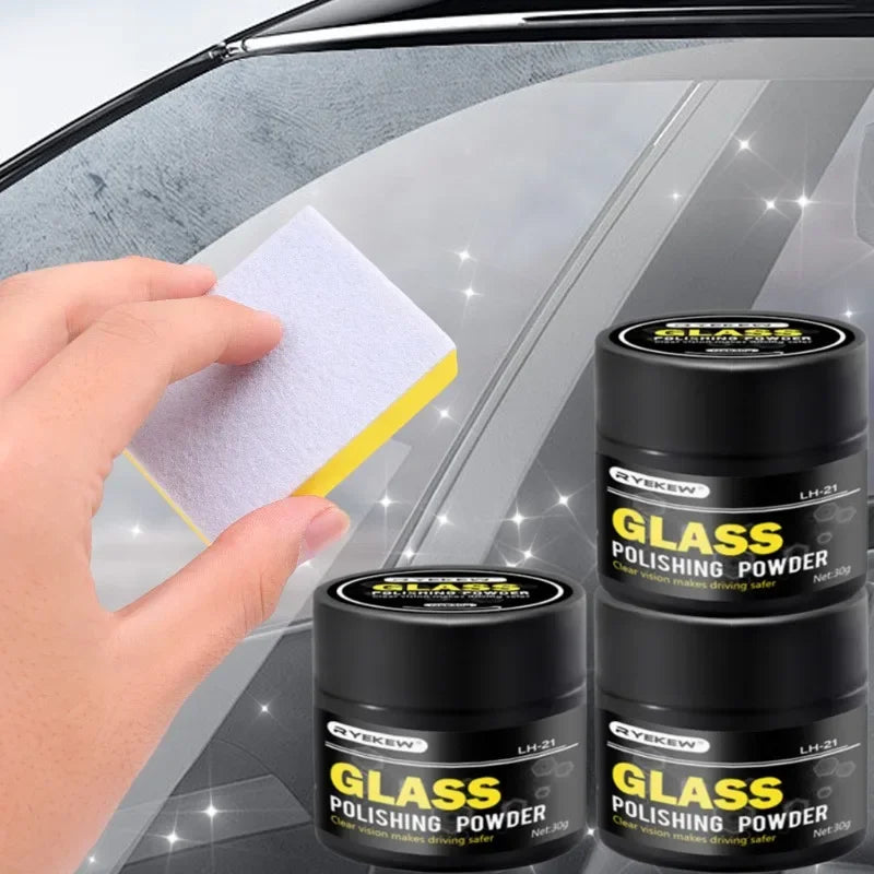 30g Car Glass Oil Film Cleaning Powder Set Cerium Oxide Polishing Powder Windscreen Scratches Remover Auto Cosmetic Accessories