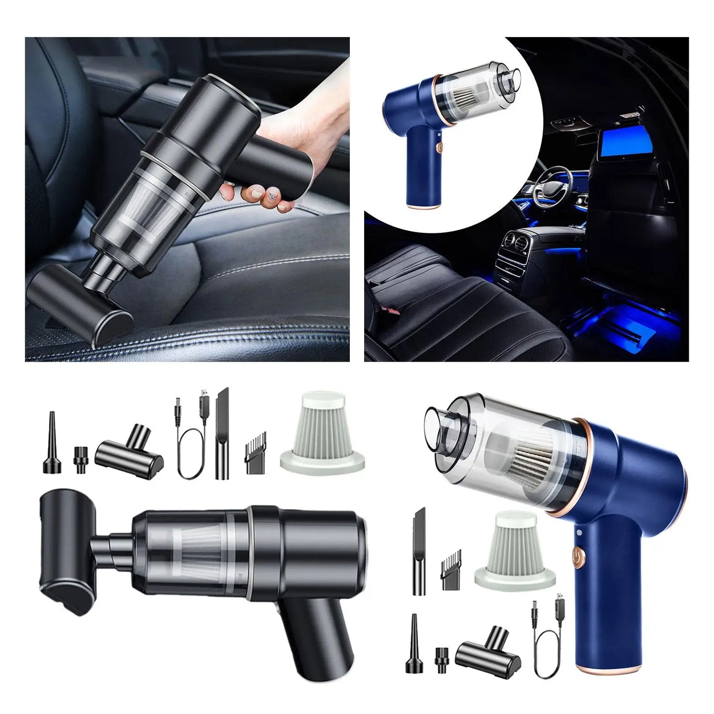 Handheld Car Vacuum Cleaner Cordless Dust Collector 7x6inch 8000PA Suction Power for Cleaning Desks, Keyboards, Bookshelves