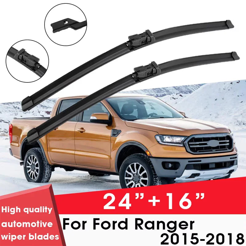 Car Wiper Blade Blades For Ford Ranger 2015-2018 24"+16" Windshield Windscreen Clean Rubber Silicon Cars Wipers Accessories