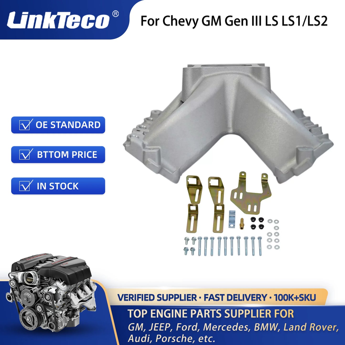 Linkteco Intake Manifold 28095 EFI Single Plane Aluminum For Chevy GM 5.7L Gen III LS LS1/LS2 28095