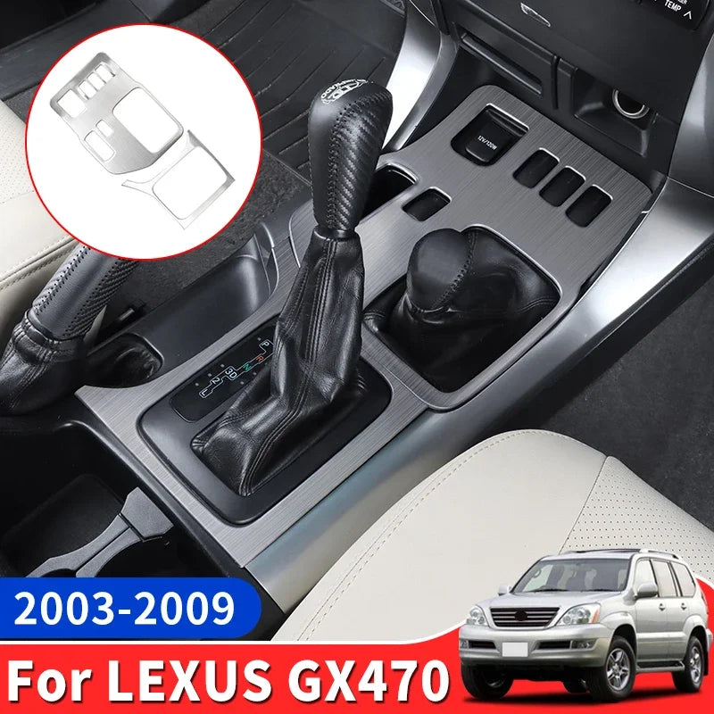 for Lexus 470 GX470 2003-2009 2008 2007 2006 2005 2004 Upgrades Interior Decoration Accessories Stainless Steel Gearbox Cover