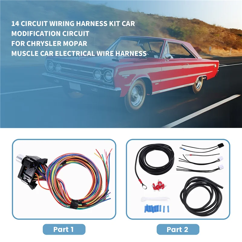 Practical 14 Circuit Wiring Harness Kit Car Modification Circuit For Chevy Ford Chrysler Mopar Muscle Car Electrical Wire Harnes