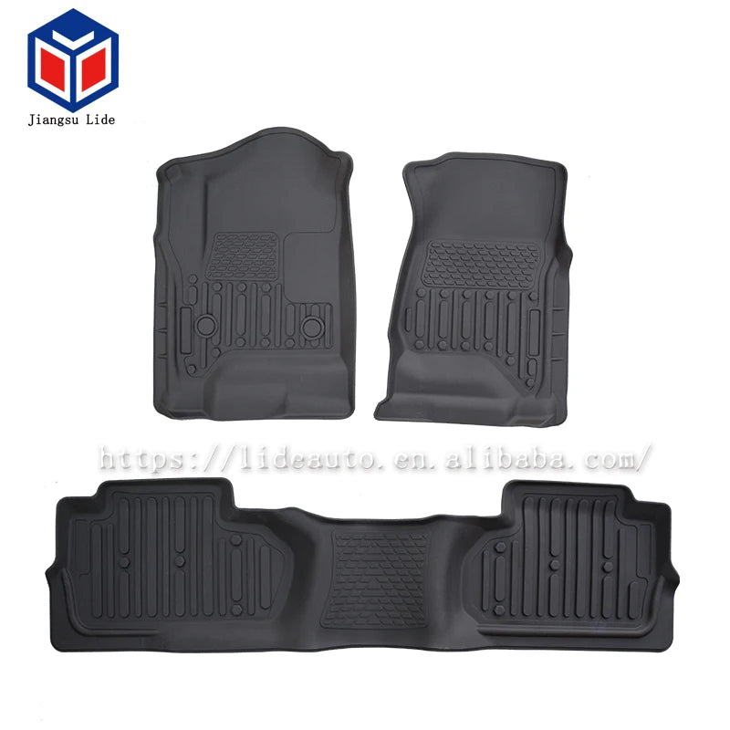 3pcs Front & Rear TPE Car Mats For 14-18 Chevy Silverado Extended Cab GMC Sierra Extended Cab