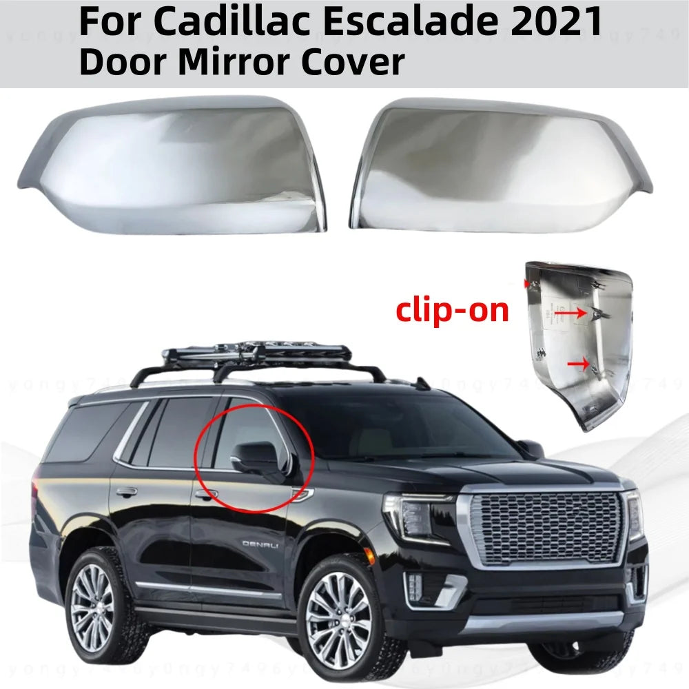 Chrome Car Accessories Plated Door Mirror Cover Trim For Cadillac Escalade GMC YUKON XL Chevy Chevrolet Suburban Tahoe 2021 +