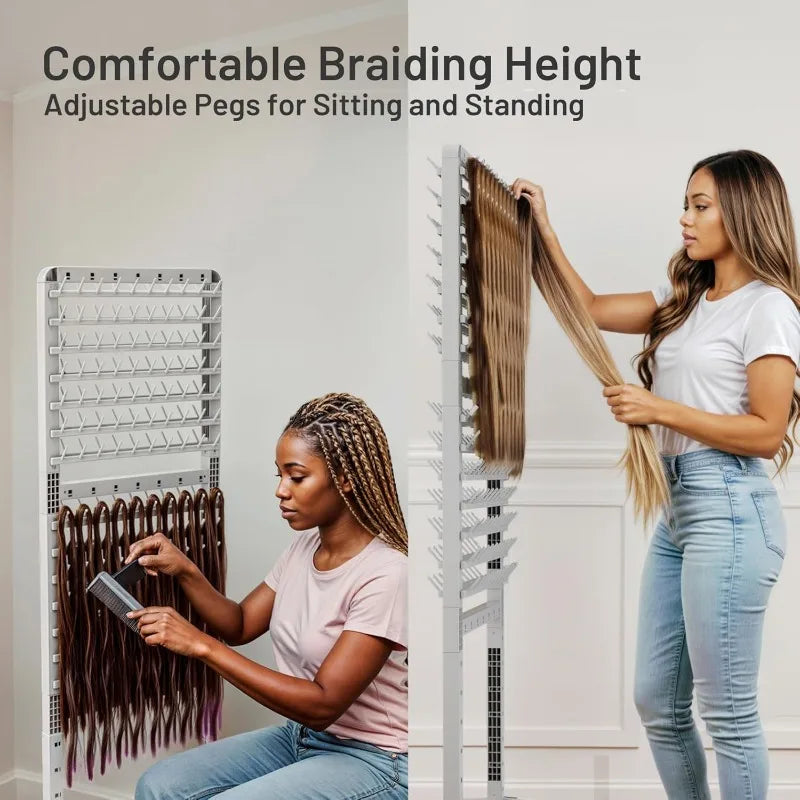 2-sided 280 Pegs Braiding Rack, Adjustable Hair Racks With Tray And 17 Braiding Tools, Braid Rack For Braiders, Hair Separator