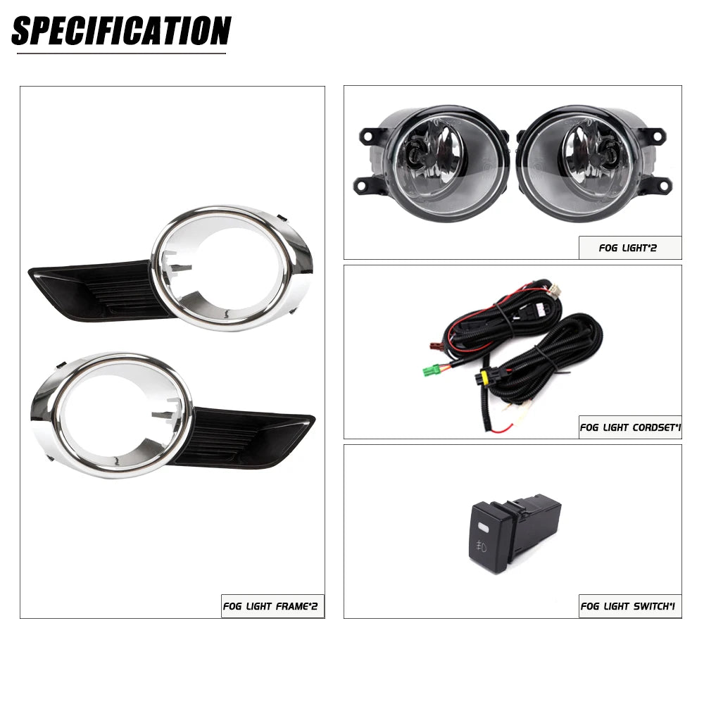 Front Bumper Fog Lamp Upgrade Kit For FOR Toyota Highlander 2008 2009 2010 2011 Version Additional Foglight Set Switch + Wiring