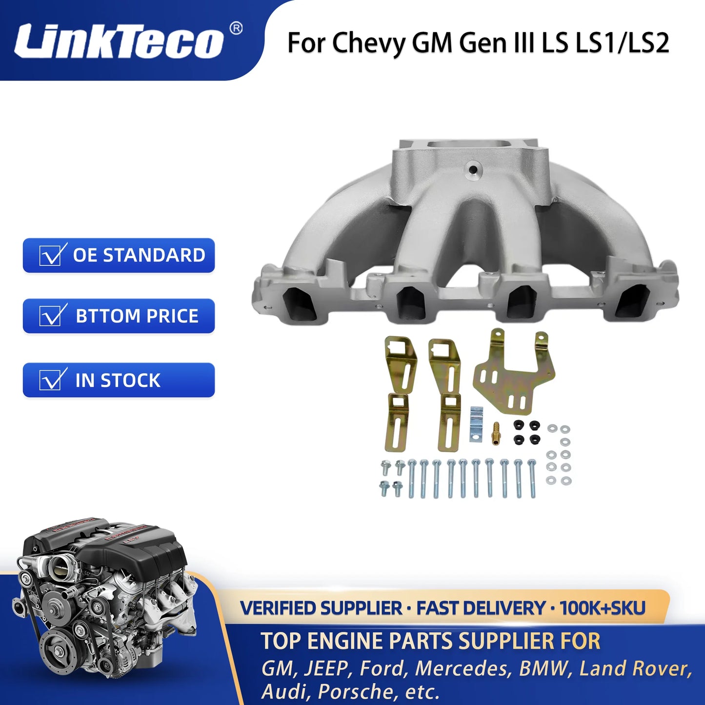 Linkteco Intake Manifold 28095 EFI Single Plane Aluminum For Chevy GM 5.7L Gen III LS LS1/LS2 28095