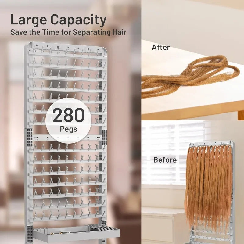 2-sided 280 Pegs Braiding Rack, Adjustable Hair Racks With Tray And 17 Braiding Tools, Braid Rack For Braiders, Hair Separator
