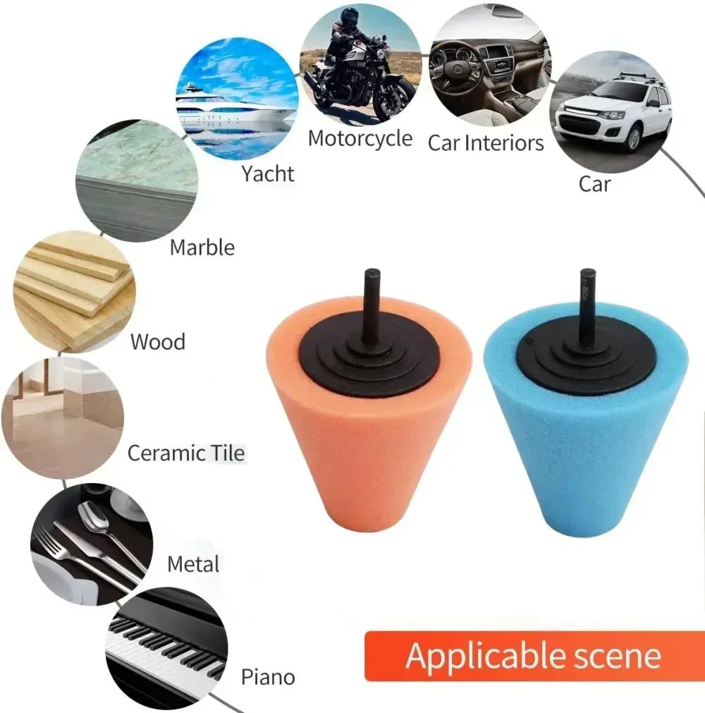 1-10PCS Car Hub Polishing Sponge Grinding Head Conical Sponge Wheel Metal Plastic Grinding Tool Auto Rim Cleaning Accessories