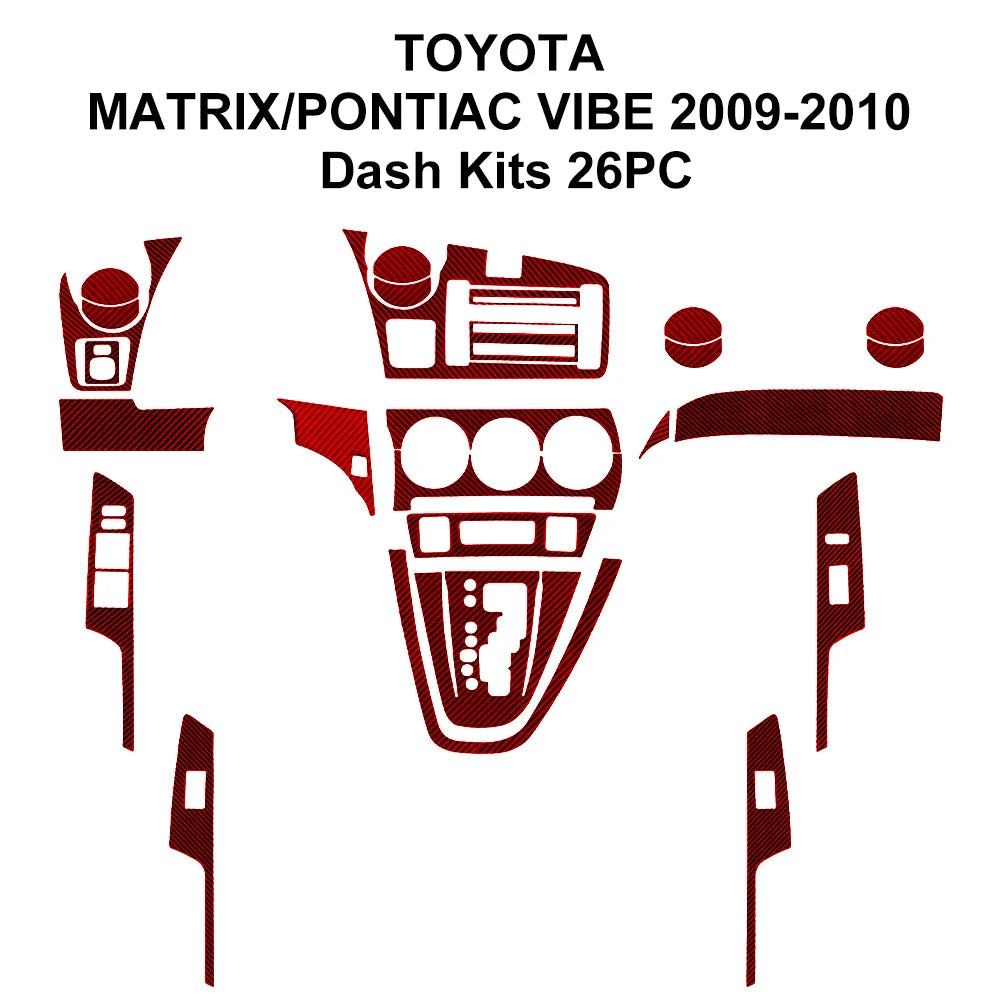 Carbon Fiber Interior Red Stickers For Toyota Matrix 2009 2010 2011 2012 2013 2014 Pontiac Vibe 2009 2010 Interior Accessories