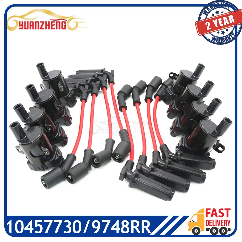 10457730 9748RR Ignition Coils & Spark Plug Wires Pack For Chevy Silverado Express Tahoe SSR GMC Sierra Hummer H2 4.8L 5.3L 6.0L