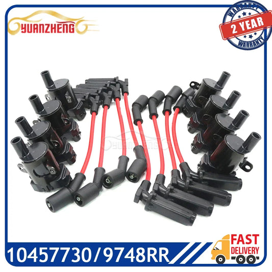 10457730 9748RR Ignition Coils & Spark Plug Wires Pack For Chevy Silverado Express Tahoe SSR GMC Sierra Hummer H2 4.8L 5.3L 6.0L
