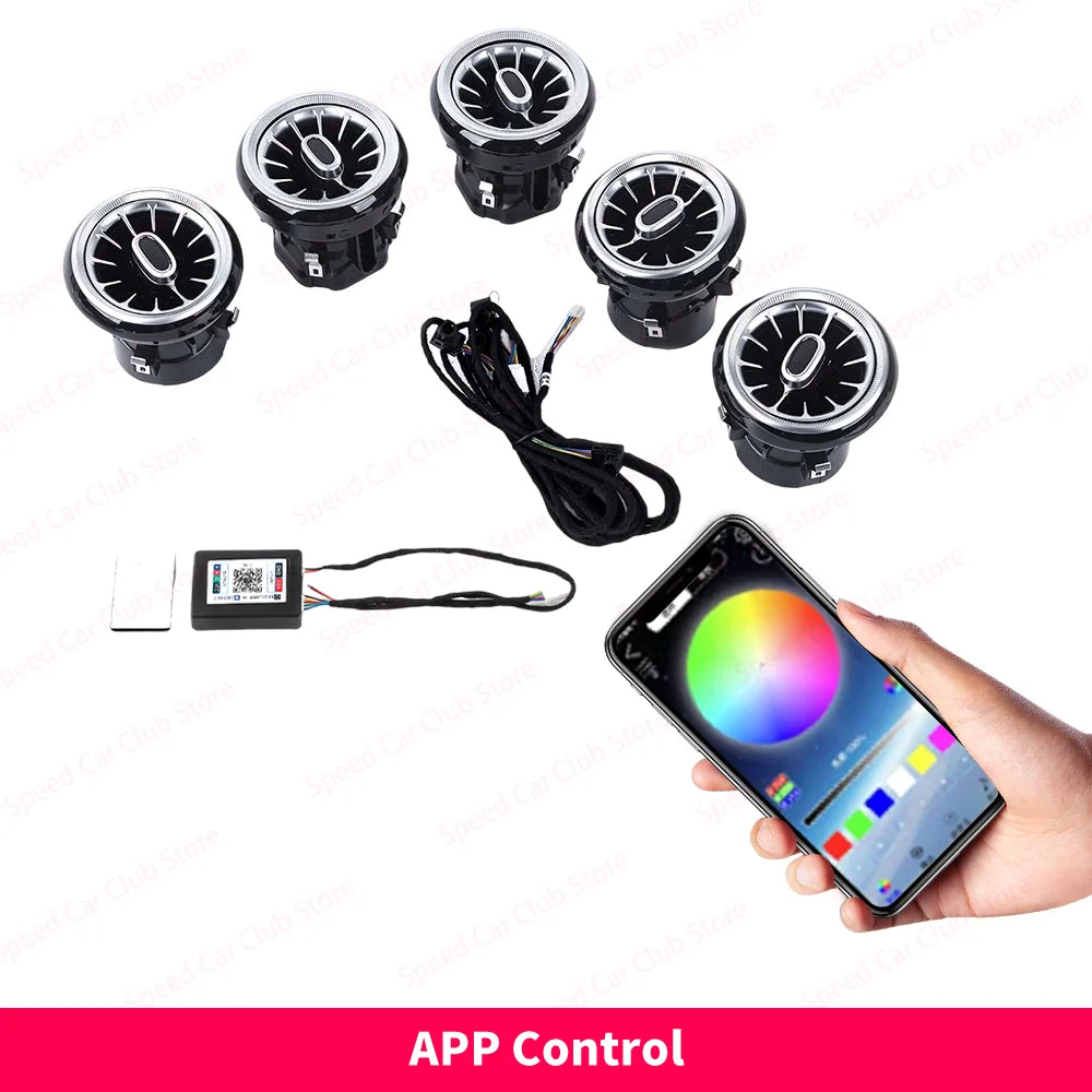 12/256 Colour LED Ambient Lights For Mercedes-Benz A/CLA/GLA W176 W117 W156 A45 CLA45 Car Air Vents Turbine Nozzle Upgrade