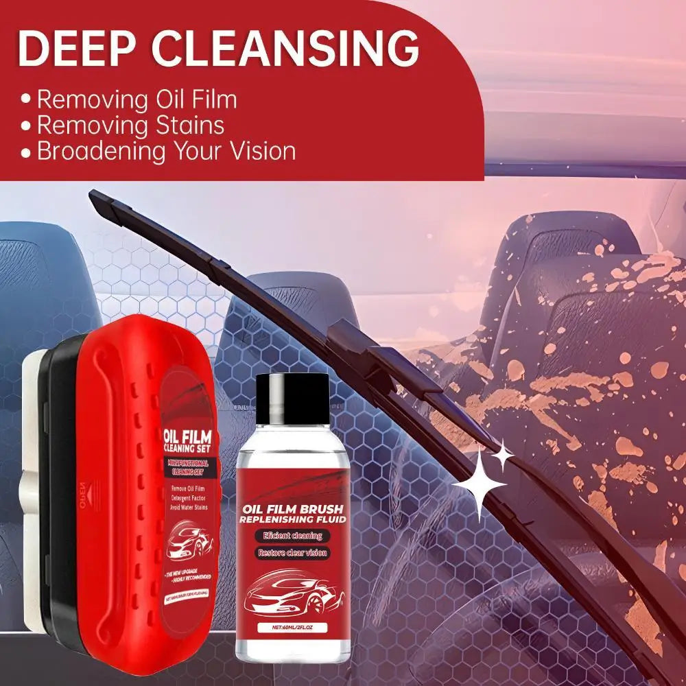Car Window Crystal Clear Glass Cleaner Set Rainproof Decontamination Cleaning Car Window Glass Cleaning Brush Car Cleaning