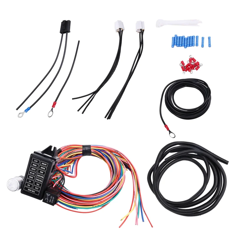 Practical 14 Circuit Wiring Harness Kit Car Modification Circuit For Chevy Ford Chrysler Mopar Muscle Car Electrical Wire Harnes