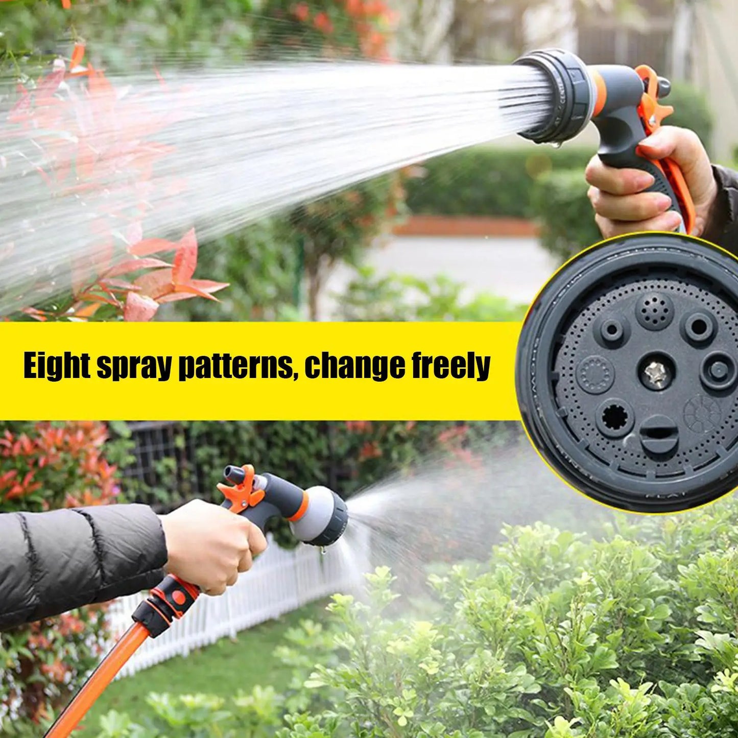 Water Hose Nozzle Garden Hose Sprayer Nozzle 8 Adjustable Spray Patterns High Pressure Irrigation Attachment Head For Car Wash