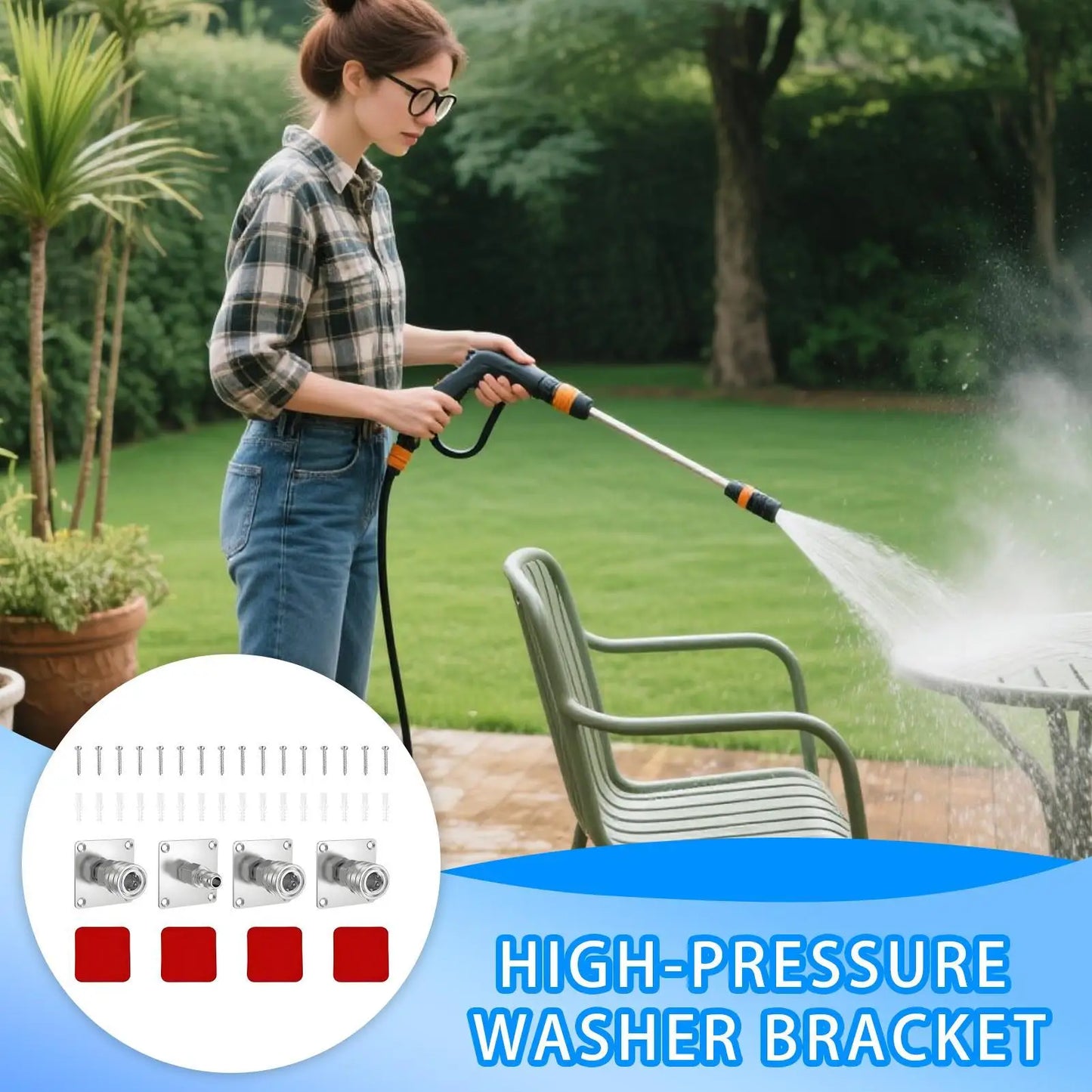 Pressure Washer Wand Holder Quick Connect Foam Cannon Rack Wall Mounted Pressure Washer Bracket For Home Garage Car Wash Station