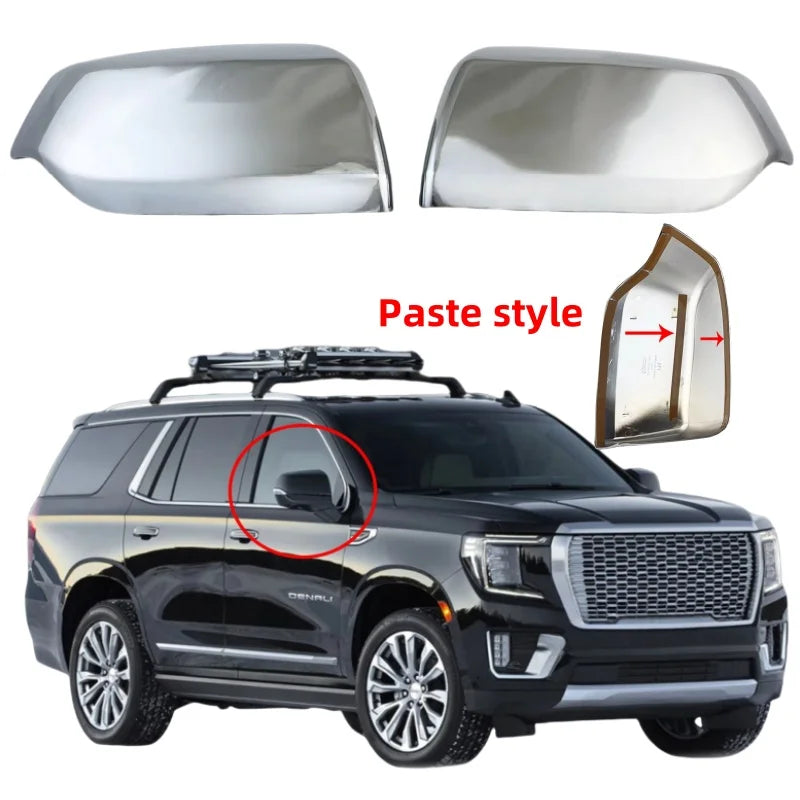 Chrome Car Accessories Plated Door Mirror Cover Trim For Cadillac Escalade GMC YUKON XL Chevy Chevrolet Suburban Tahoe 2021 +