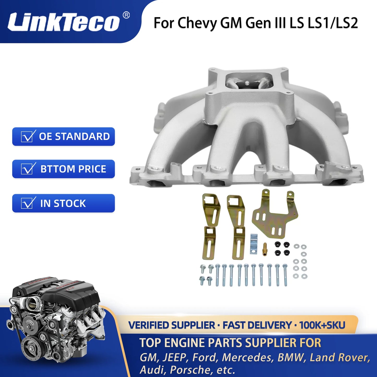Linkteco Intake Manifold 28095 EFI Single Plane Aluminum For Chevy GM 5.7L Gen III LS LS1/LS2 28095