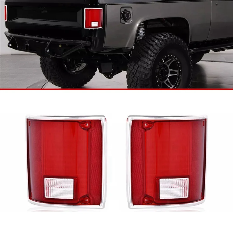 Lasting For Chevy C10 K20 GMC Sierra 1973-91 1Pair Car Tail Lights Tail Lamps With Chrome Bezel GM2801122, GM2800122