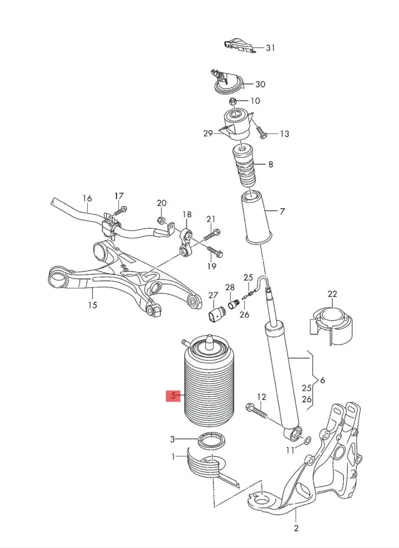Rear Shock Absorber  Left Right Air Spring Bag 4G0616001K 4G0616002K for AUDI A6 C7 (C7/4G ) 2014